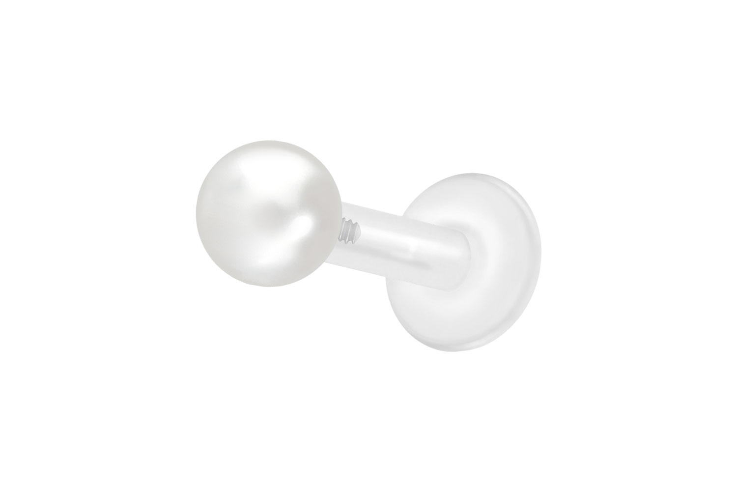 PTFE Labret Piercing mit Innengewinde + Titan-Aufsatz SYNTHETISCHE PERLE